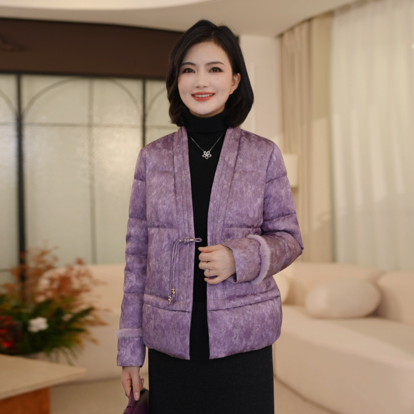 【90鹅绒服】枫竺阿楠anan新中式国风盘扣晕染冬季羽绒服保暖外套