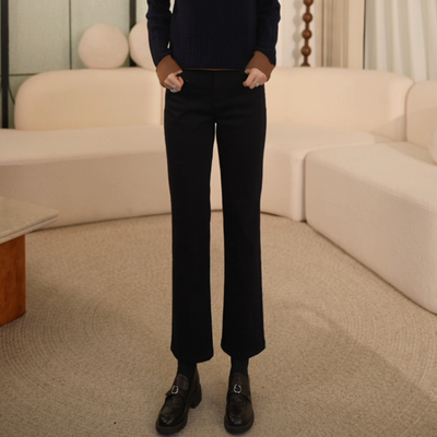 四面弹加绒九分微喇牛仔裤女