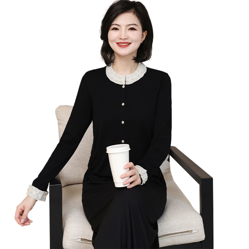 法式温柔风重工钉珠针织衫上衣女