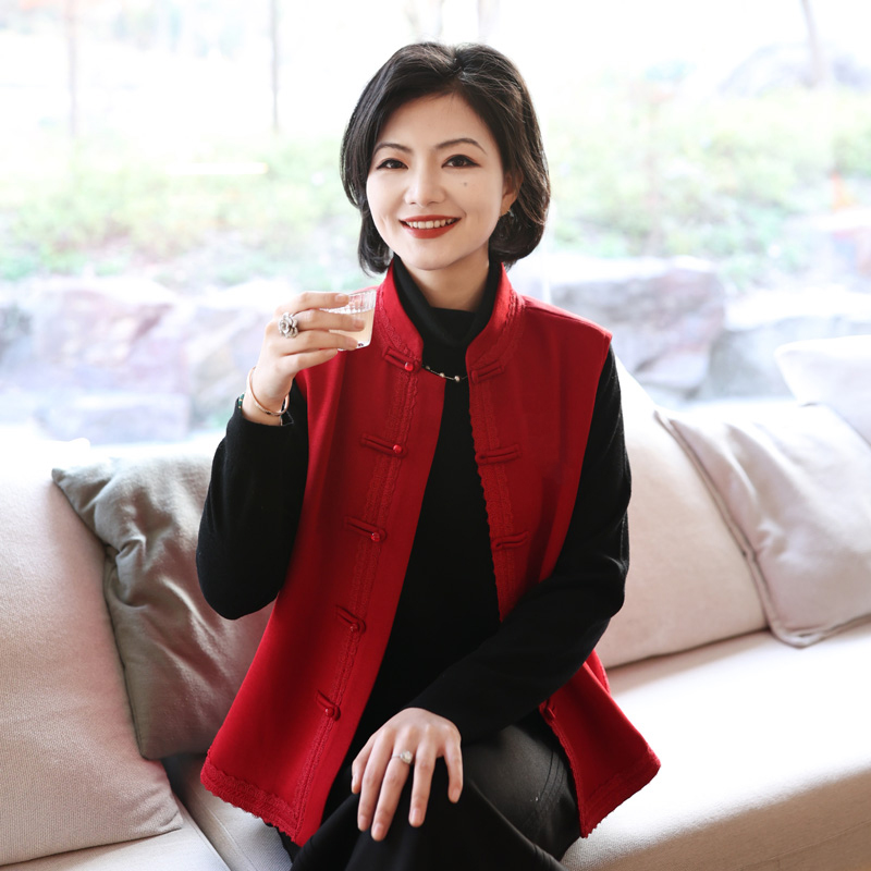 新中式国风立领盘扣背心马甲女