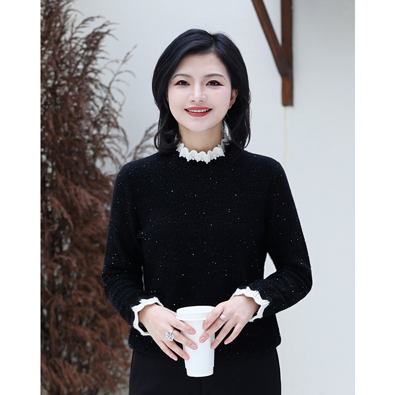 拼接毛衣秋冬内搭打底衫上衣