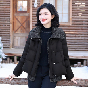 【假两件】枫竺老钱风90白鸭绒针织拼接羽绒服女短款2025冬季外套