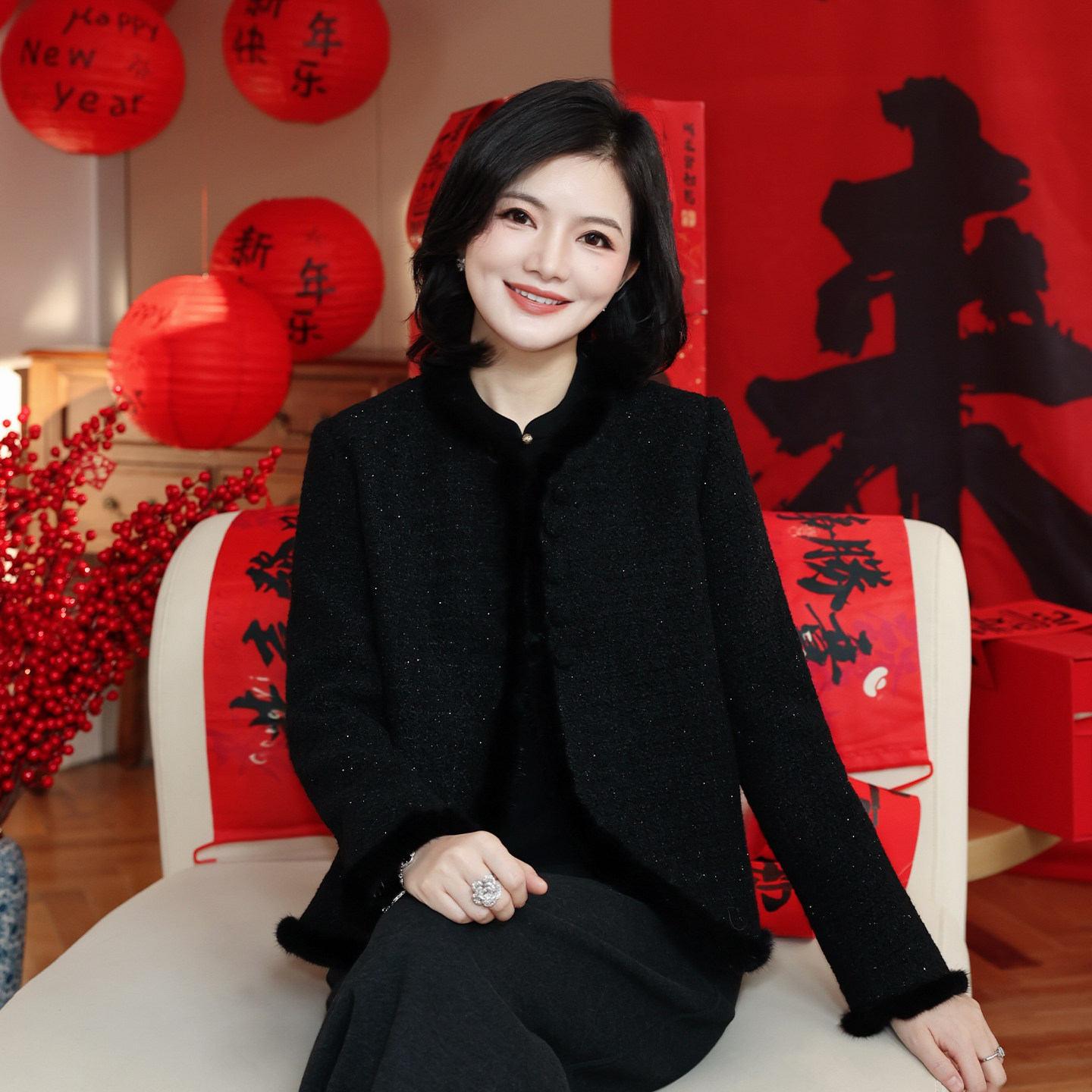 枫竺贵气时尚小香风亮丝水貂毛包边拼接厚款外套女短款2025冬季,女装/女士精品,短外套,淘宝优惠券,粉丝福利购,淘宝优惠卷