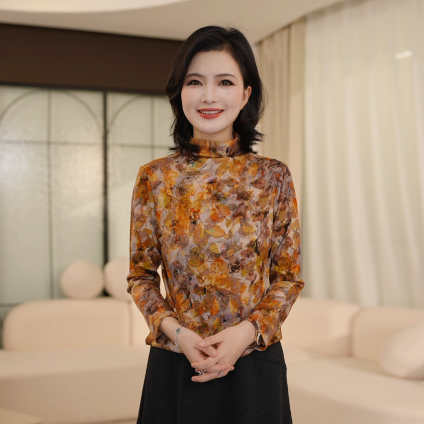 修身弹力打底羊毛针织衫女