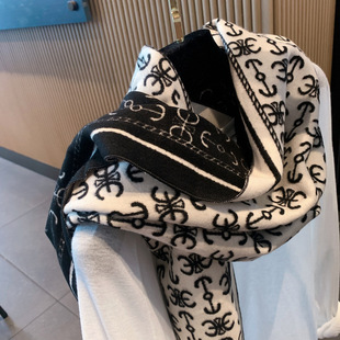 法国CINSKINS~兰亭絮语加厚字母船锚围巾女百搭保暖双面羊绒围脖