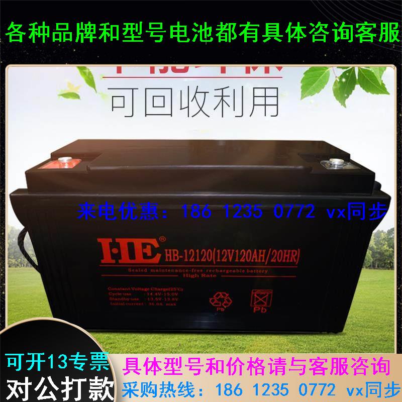 HE 蓄电池HB12120铅酸免维护12V120AH基站通UPS/直流屏电源专用 五金/工具 蓄电池 原图主图