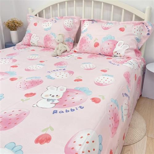 竹纤维床单夏季透气凉感加厚三件套特惠双人花色被单竹软凉席粗布