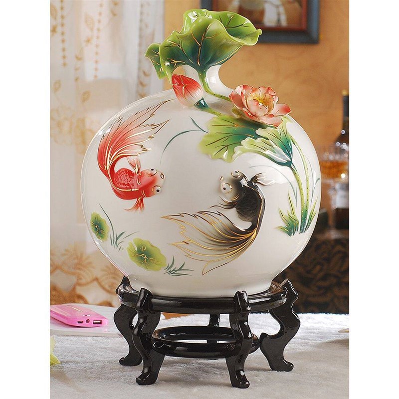 速发金玉满堂新中式陶瓷花瓶摆件客厅插花装饰品家居大瓷器彩精致