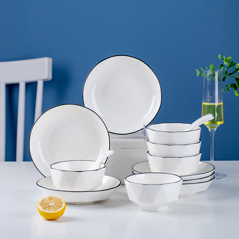 速发人-62碗碟套餐家用碗盘风创意陶瓷碗筷组合盘子饭碗装具