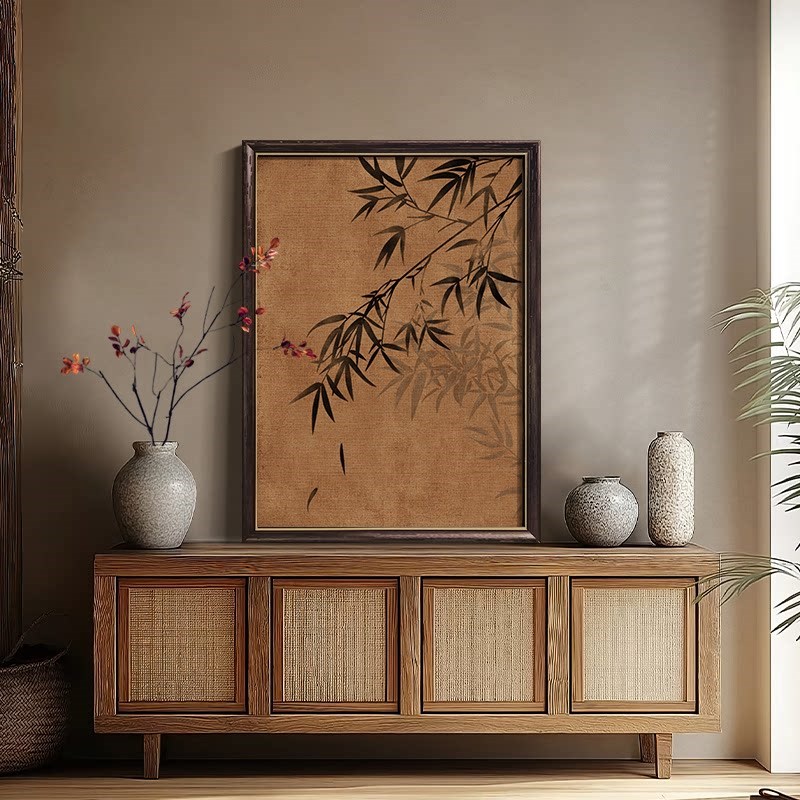 速发宋代美学竹报平安沙发客厅背景墙装饰画风入户玄关寓意好挂画