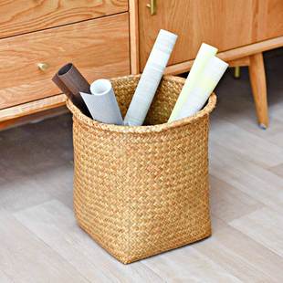 速发草编收字篮竹纳桶插花篮收编画轴篮藤编洗衣篮纳画收纳筐花筐