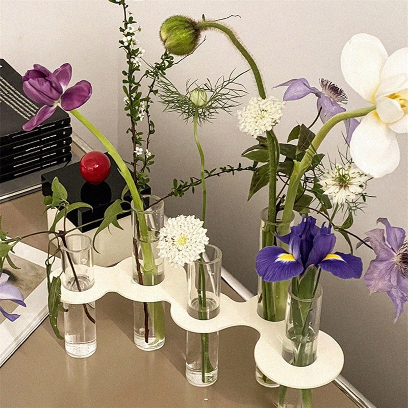 速发分子试管花瓶侘瓶风灵感插花花器亚克力建筑线水感条培花寂极图片