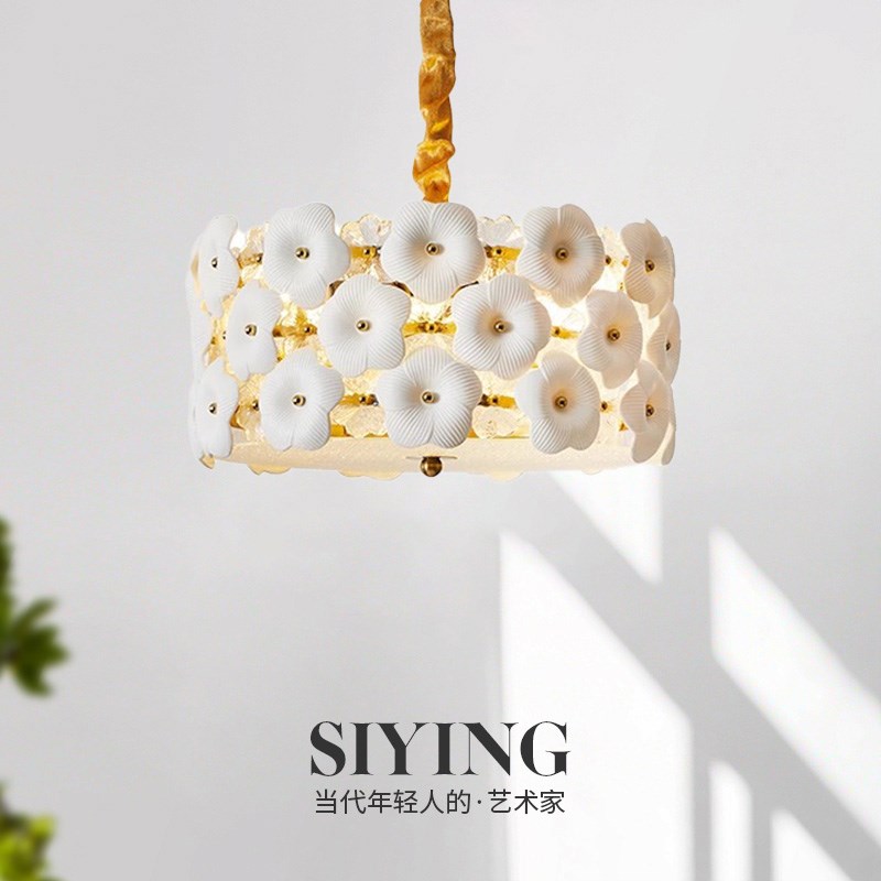 速发陶瓷吊灯法式客古Murao0拉诺大厅灯2穆25年新款花朵复厅卧室