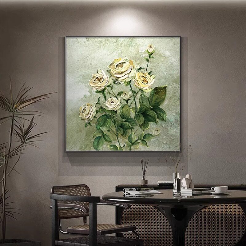 速发大芬油画村客厅壁饰关栀子花抽象艺术卧室挂画高级感玄画餐厅