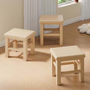 速发实木小板凳家用备凳子木头方凳大人沙发凳茶几矮用凳老式 小凳