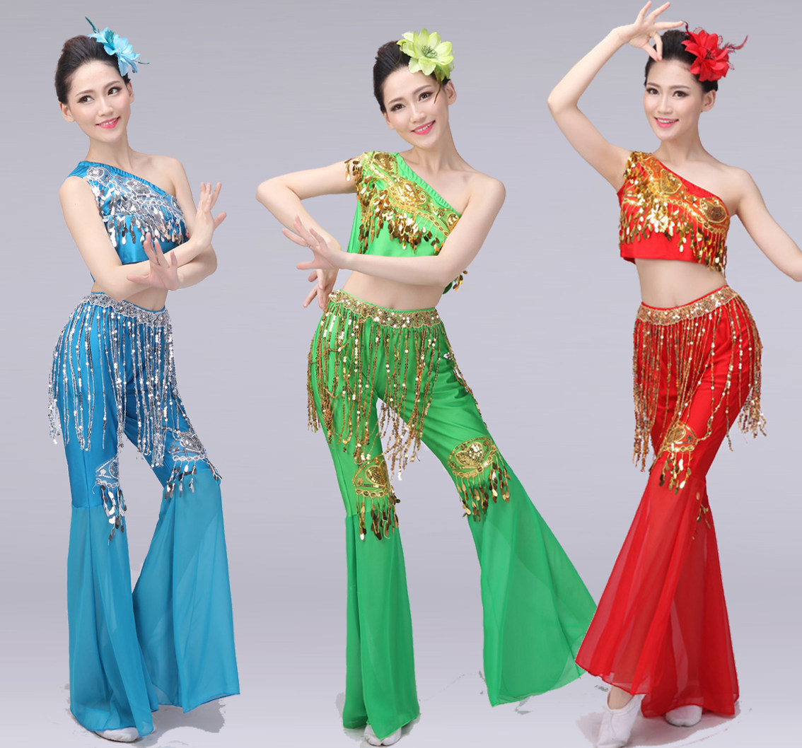 速发新款傣族舞台服装装舞舞舞装傣族舞艺考服服孔雀蹈蹈裤装