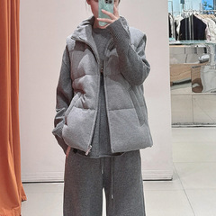 2025冬款立领简约运动风休闲宽松磨毛羽绒服马甲背心女MBE4EIN026