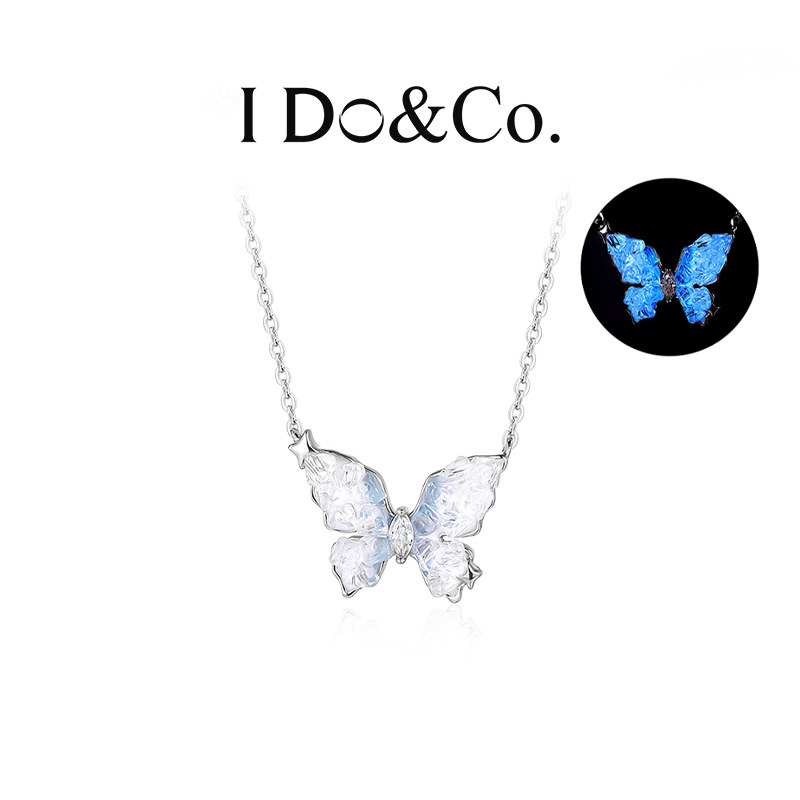 I Do&Co.夜光冰晶蝴蝶项链女纯银925银小众轻奢 生日礼物送女友