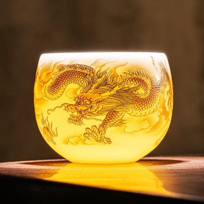 羊脂玉白瓷茶杯单杯家用