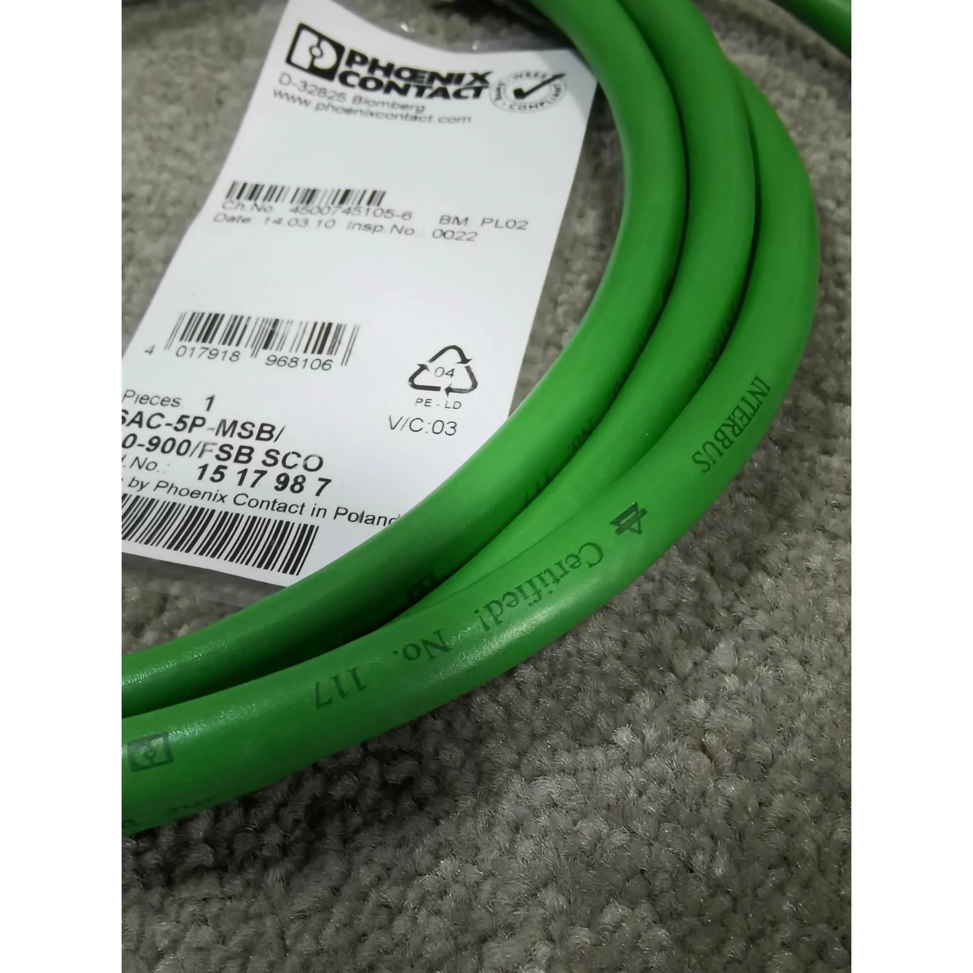 非标价菲尼克斯interbus通讯电缆1517987议价