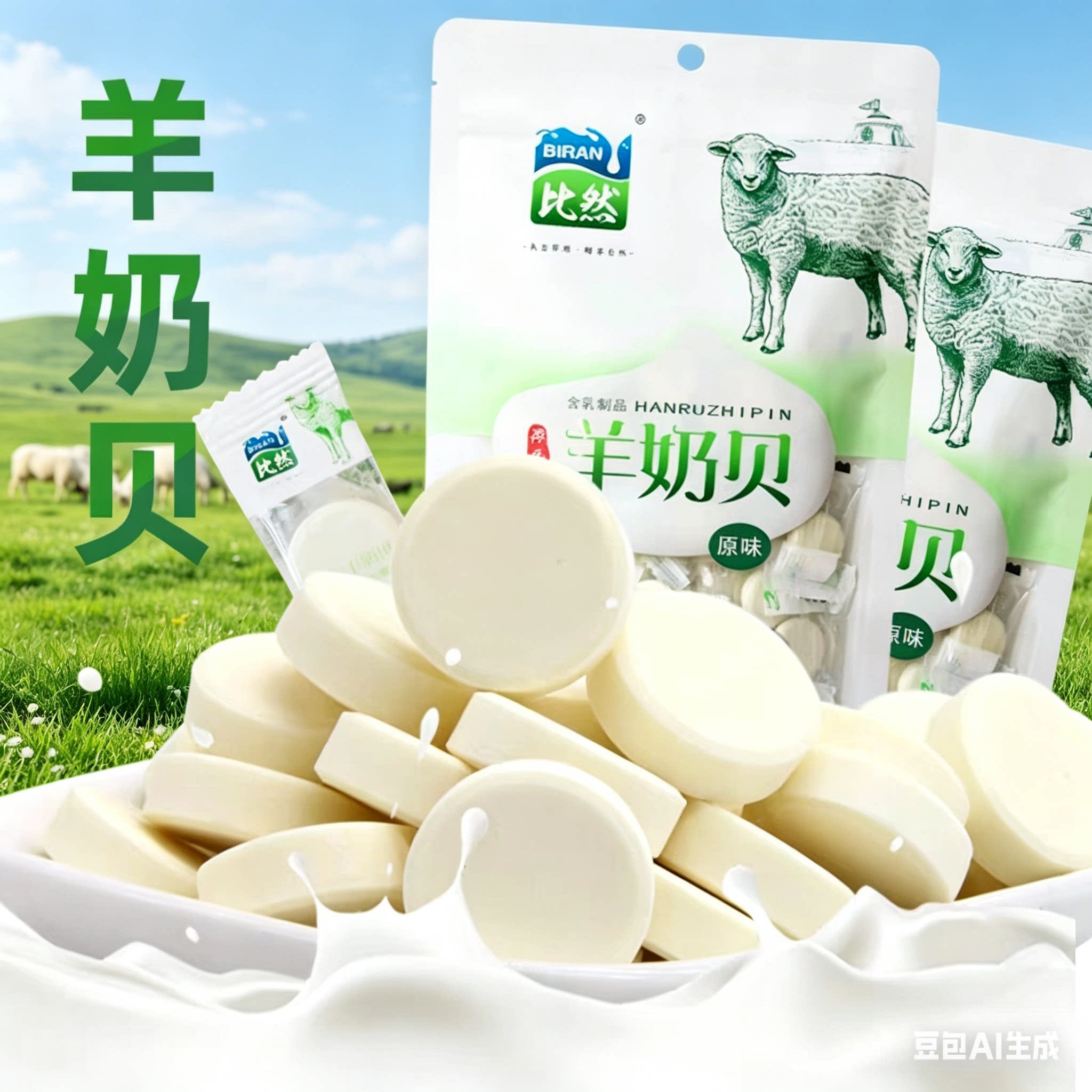 比然羊奶贝118g内蒙古奶制品独立小包装原味干吃奶片儿童解馋零食