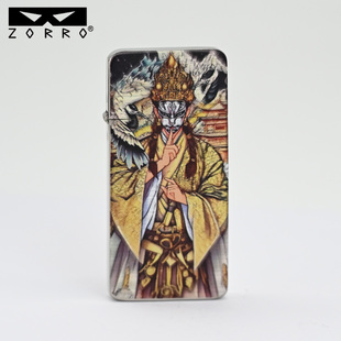 佐罗二代ZC5煤油打火机白鹤童子双面彩印超薄白镍送男士礼品定制