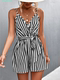 suspender Women neck striped jumpsuit女V领条纹吊带连体裤