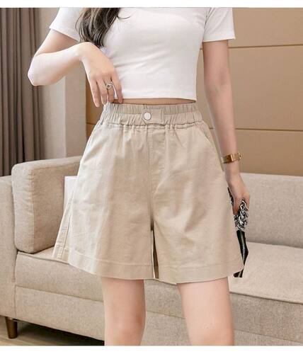 女士松紧高腰阔腿五分裤