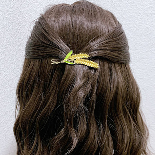 时尚简约合金麦穗发夹小号头饰女气质刘海夹青蛙扣夹后脑勺顶夹女