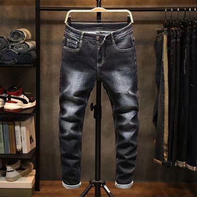 cowboy blue jeans jogger pants trousers for men 紧身牛仔裤男