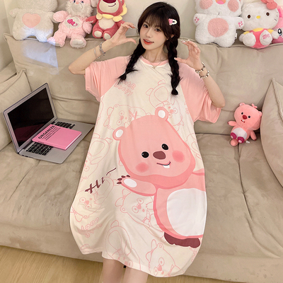 女童夏季冰丝短袖薄款家居裙