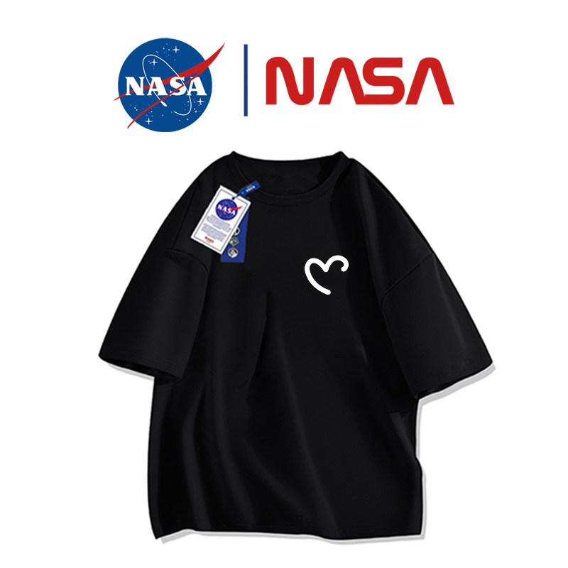 NASA联名2024新款男式短袖品牌t恤青少年爆款t恤黑色短袖男款夏季