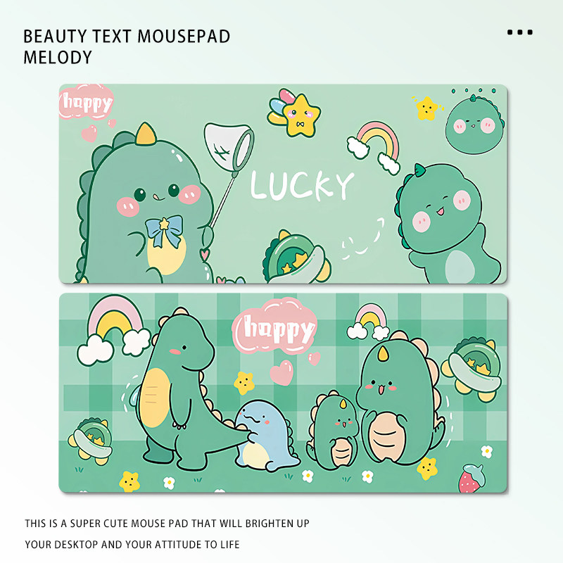 绿色小恐龙鼠标垫PU皮革垫超大