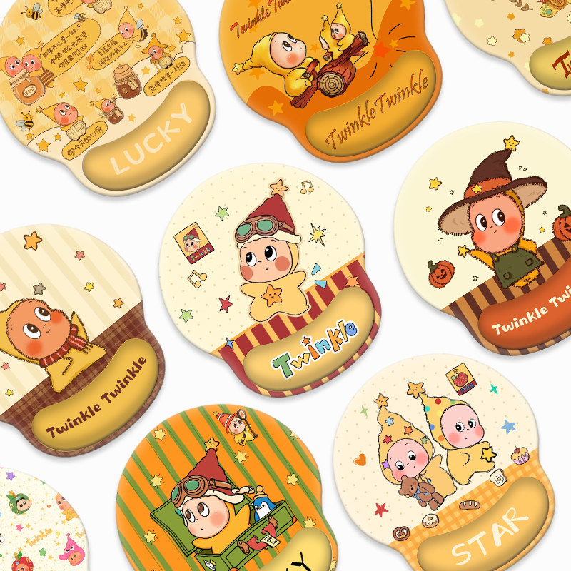 高颜值护腕鼠标垫可爱卡通电脑键盘枕套装硅胶手枕防滑腕枕办公