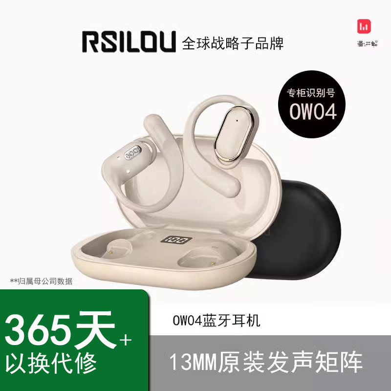 rsilou阿思络OW04真蓝牙耳机2024新款超长续航钢钮扣电池运动蓝牙