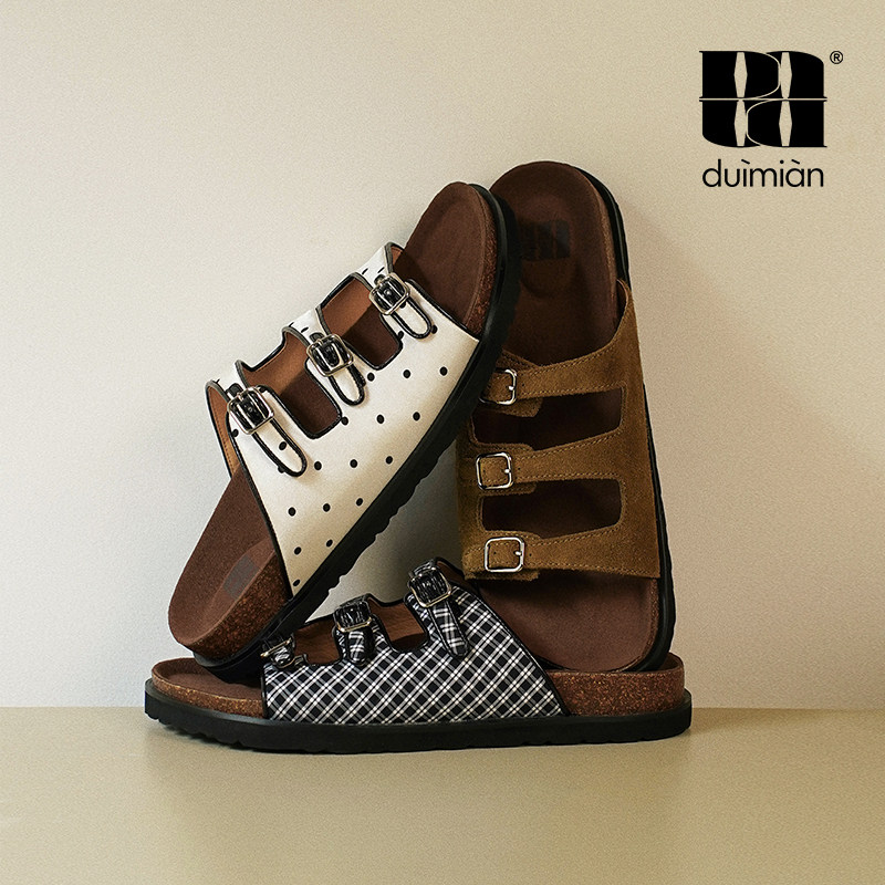 董生活同款 对面duimian勃肯凉拖鞋外穿女鞋百搭一字拖复古凉鞋