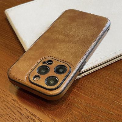 高级感棕色复古皮纹适用iphone16proamx手机壳苹果15男款商务14pro高档奢华13网红超火11新款创意12防摔保护