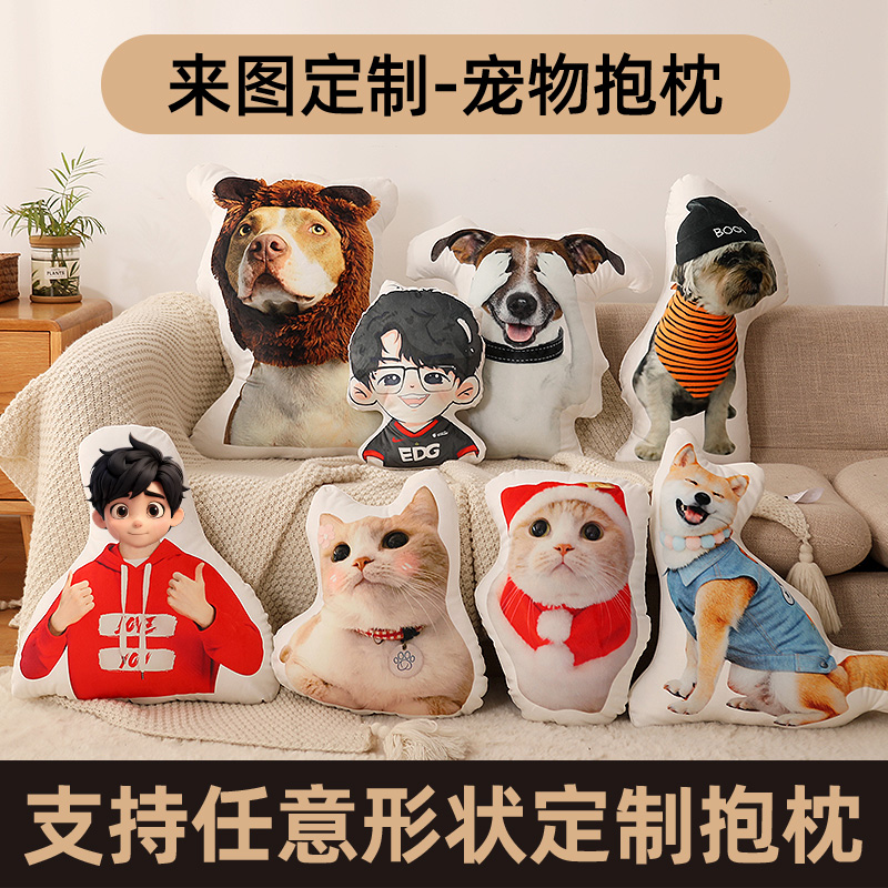 diy定制抱枕异形定做宠物枕头猫咪来图可印照片靠枕公仔人形玩偶