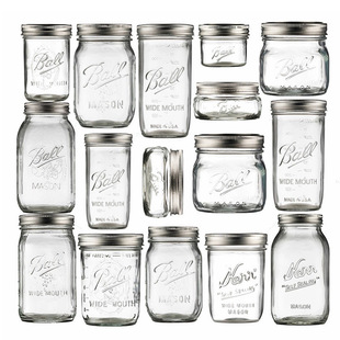 水果罐密封梅森罐方圆鱼子酱玻璃瓶头瓶带盖牛奶杯Mason Jars