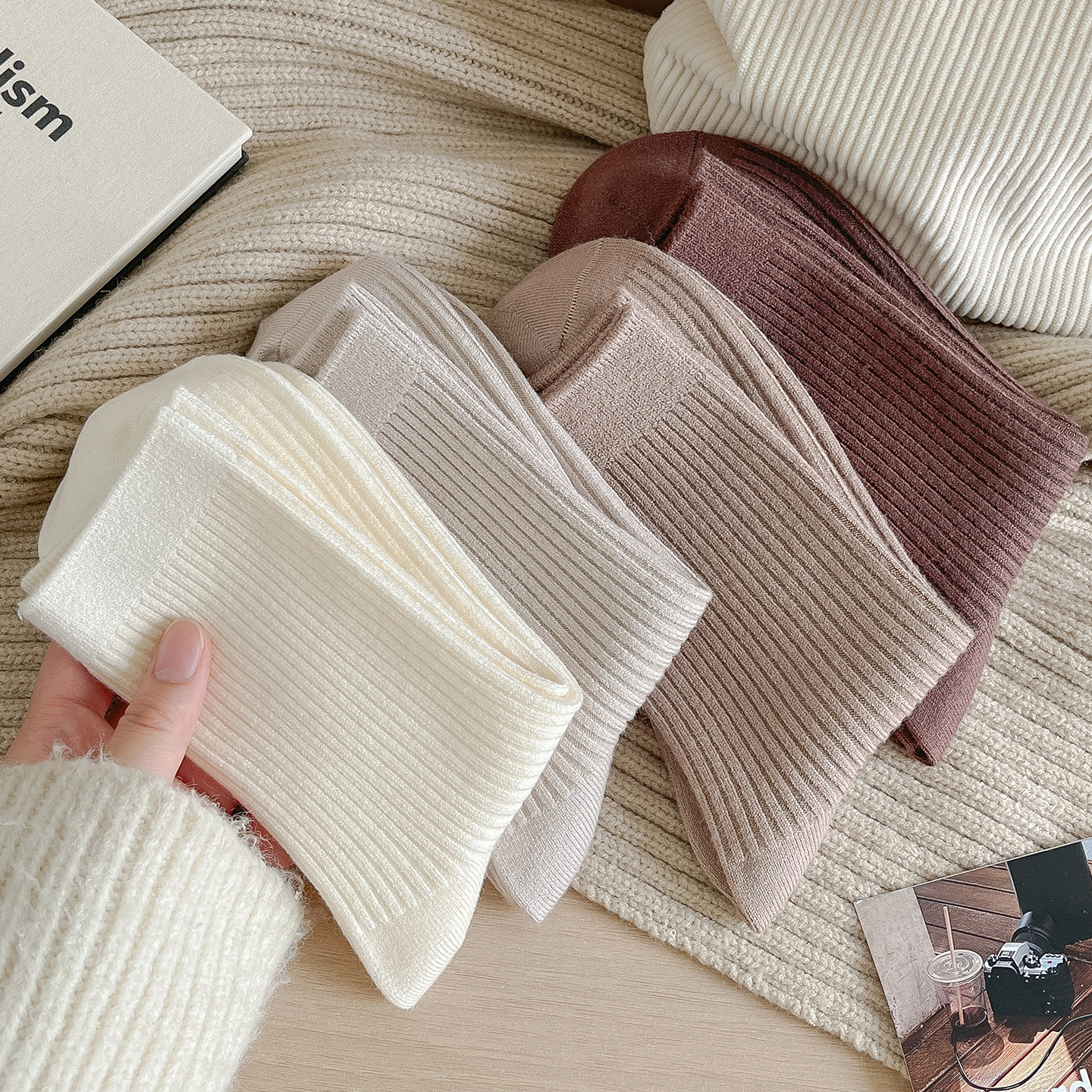 羊绒保暖秋冬中筒袜子女厚款