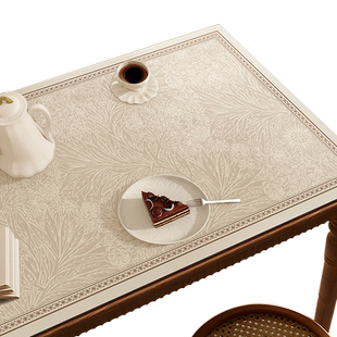 法式餐桌垫子防水防油防烫免洗皮革桌布复古风轻奢长方形茶几桌布
