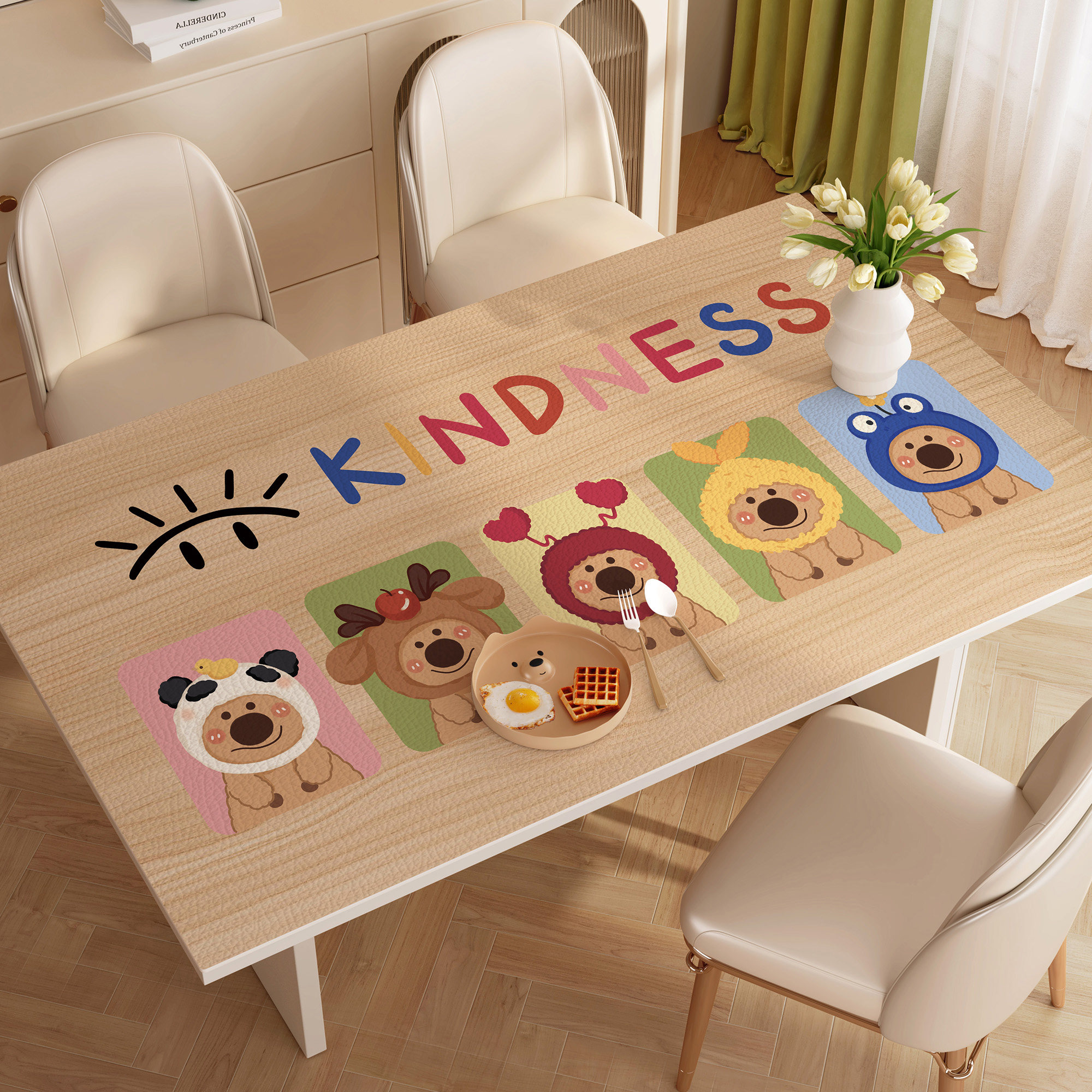 新款卡通木纹餐桌桌垫防水防油防烫桌布免洗皮革隔热防烫茶几垫子,居家布艺,桌布,淘宝优惠券,粉丝福利购,淘宝优惠卷