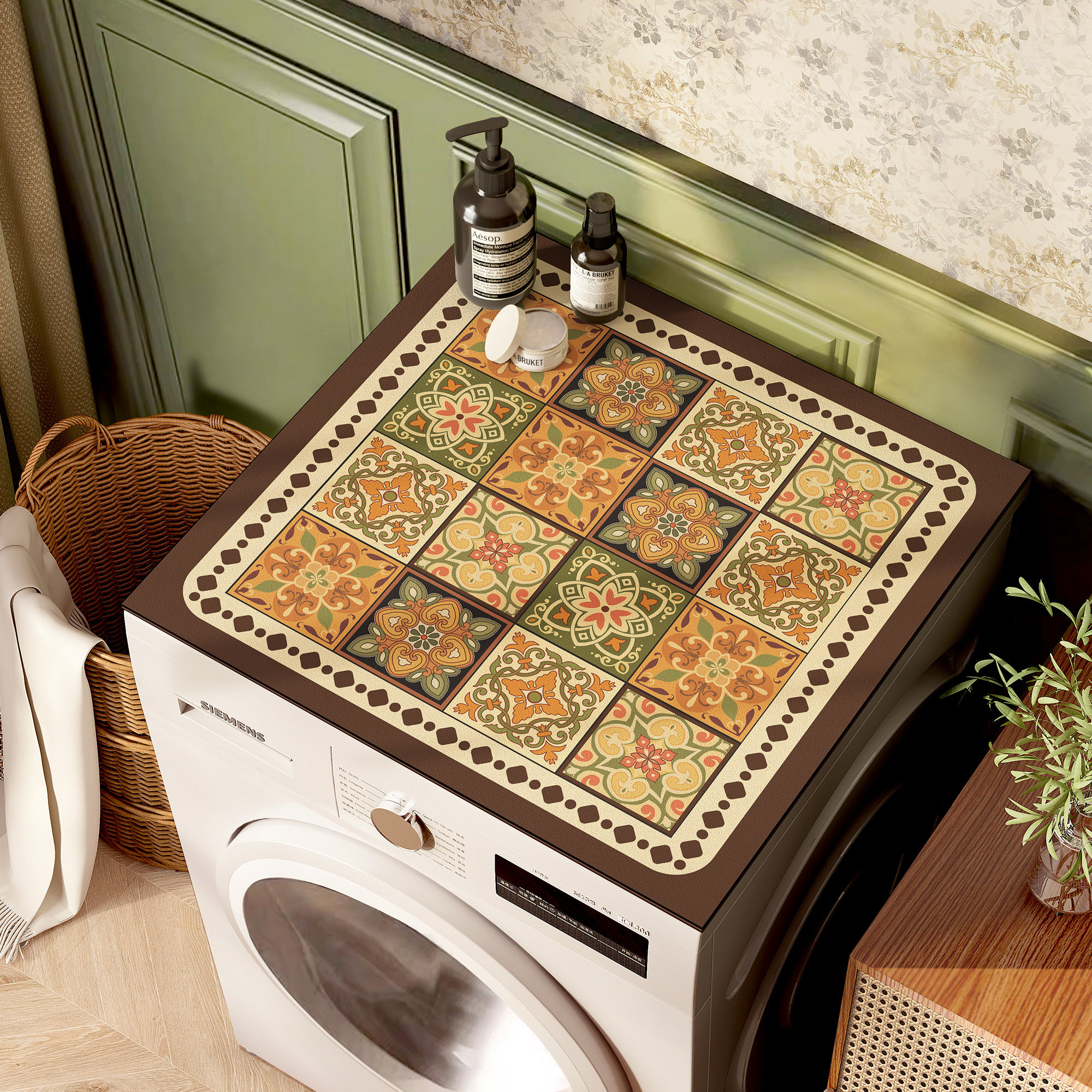 滚筒全自动洗衣机专用盖布防水防晒防尘套罩冰箱床头柜硅藻泥垫子