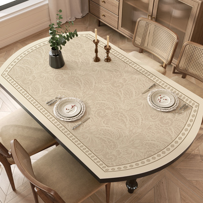 椭圆形皮革桌垫防水防油防烫免洗轻奢餐桌垫折叠圆桌弧形茶几台布