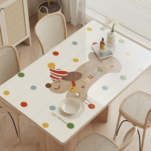 卡通透明软玻璃pvc餐桌垫防水防油免洗桌布轻奢高级感茶几保护垫