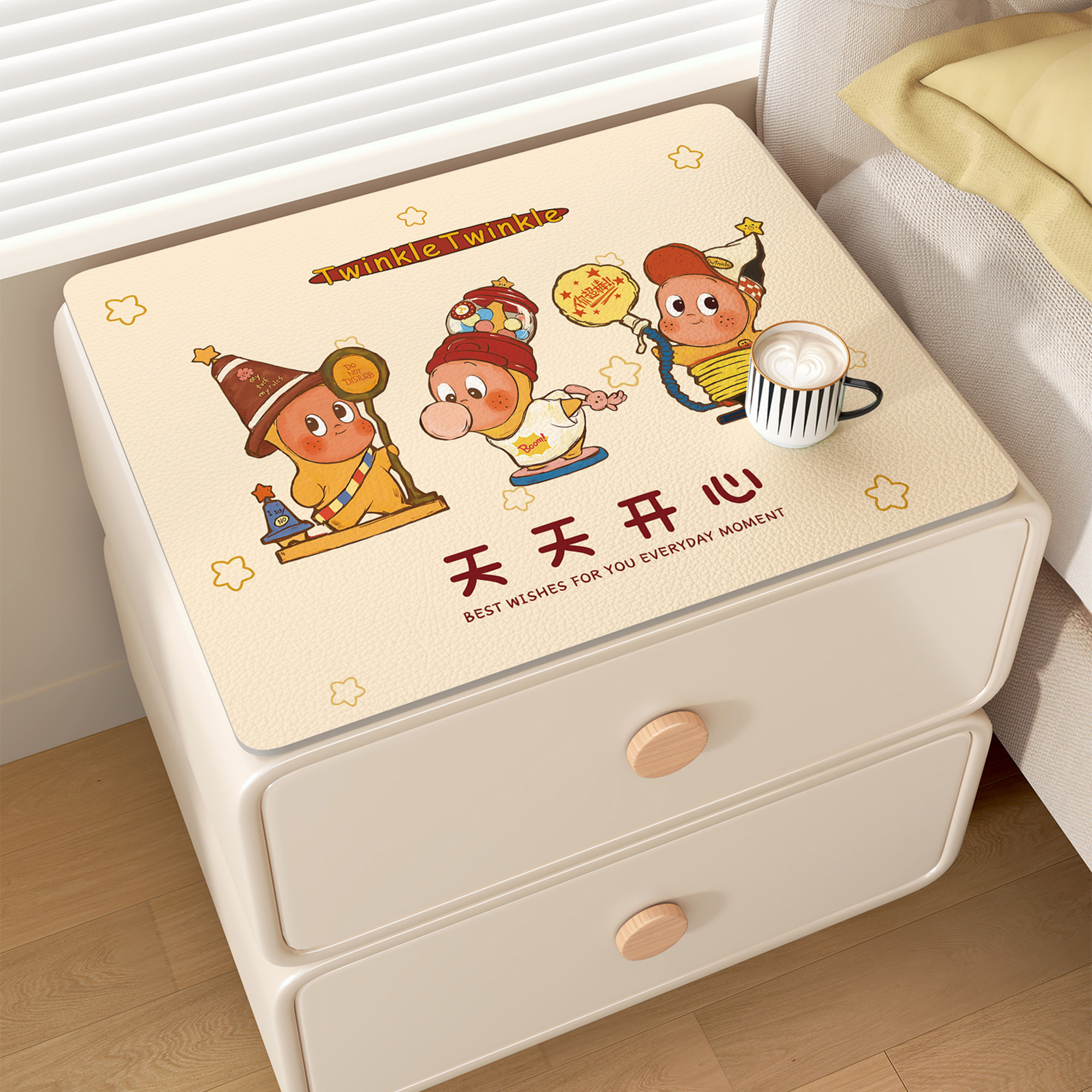 可爱星星人床头柜垫可擦免洗防水防油防烫皮革桌面保护垫布防尘垫,居家布艺,桌布,淘宝优惠券,粉丝福利购,淘宝优惠卷