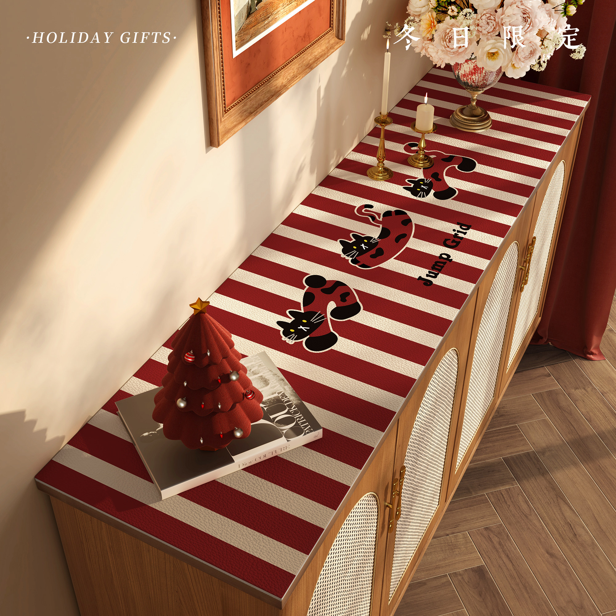 红色新年餐边柜桌垫防水防油免洗鞋柜垫皮革电视柜桌垫台面保护垫,居家布艺,桌布,淘宝优惠券,粉丝福利购,淘宝优惠卷