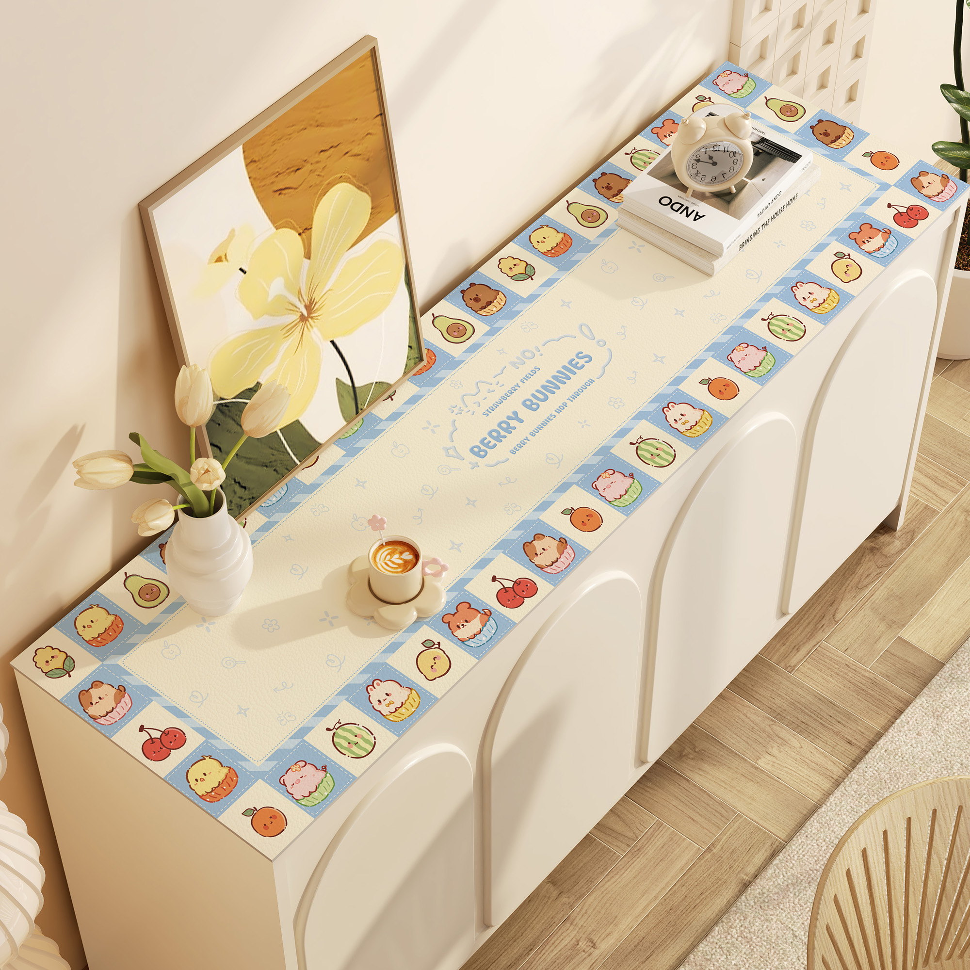 奶油风餐边柜电视柜桌垫防水免洗桌布轻奢高级感桌面垫台面保护垫