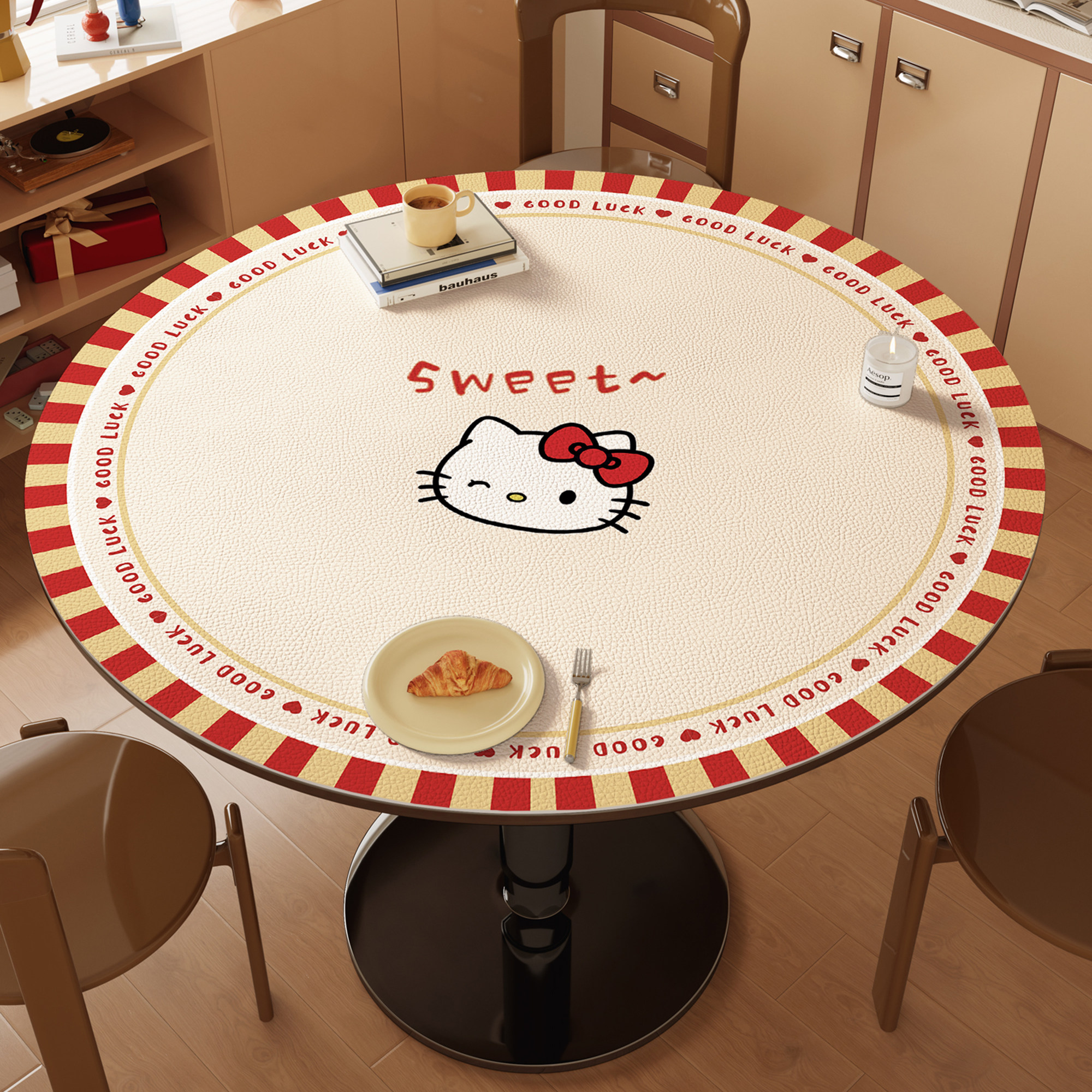 2026新款kitty圆形桌垫卡通防水防油免洗防烫圆桌布隔热茶几桌垫,居家布艺,桌布,淘宝优惠券,粉丝福利购,淘宝优惠卷