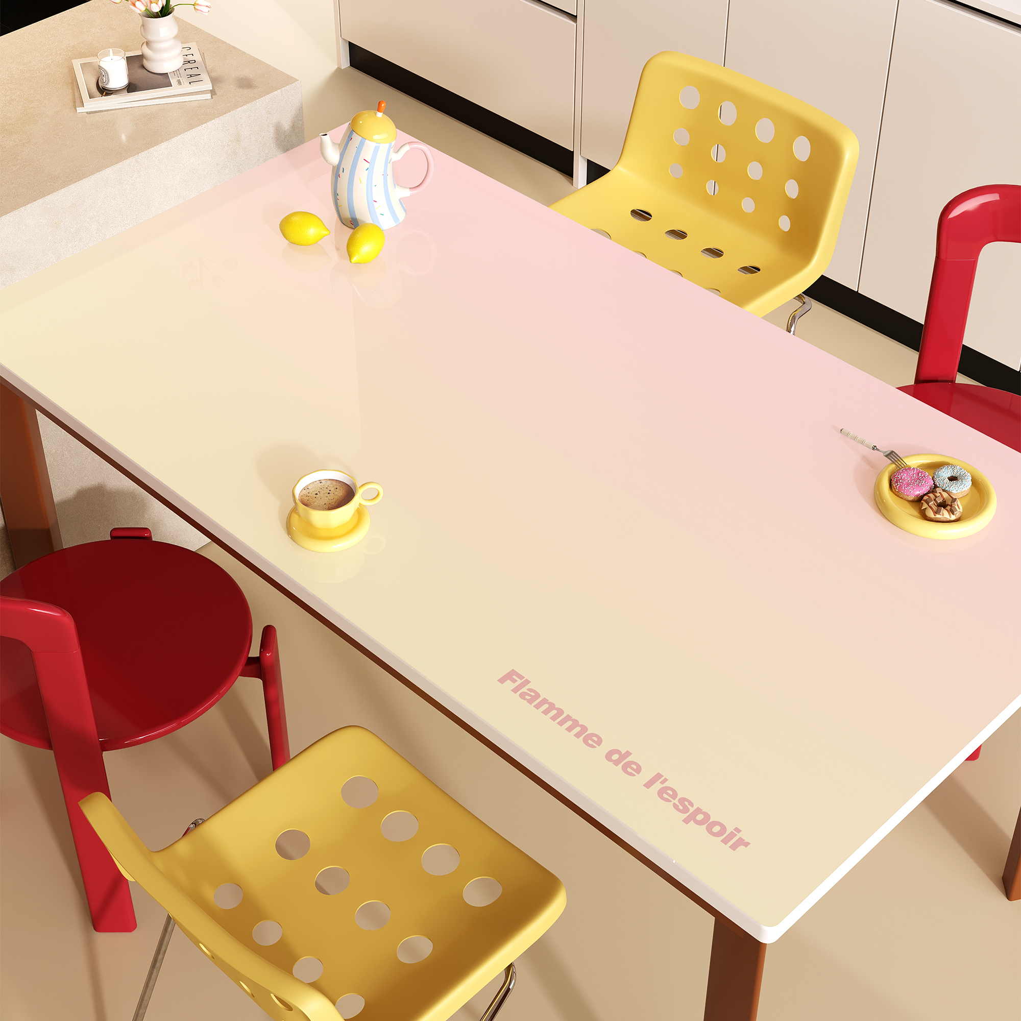 卡通pvc餐桌垫渐变软玻璃桌布免洗防水防油台布轻奢茶几垫保护垫